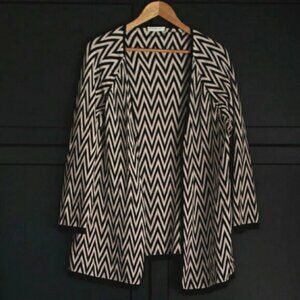 Windsmoor | Cotton/Wool Black and White Open Cardigan